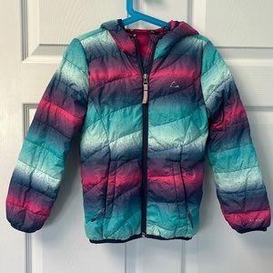 Muti-coloured kids down filled jacket